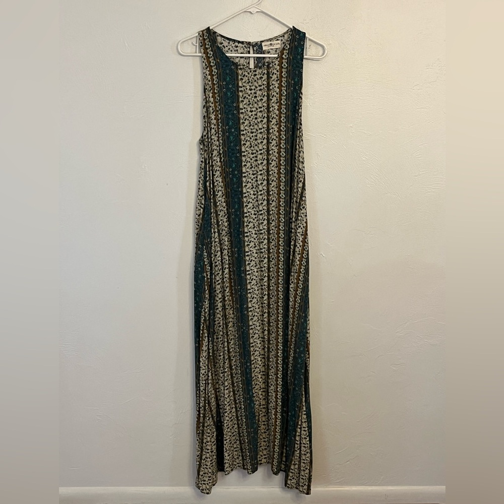 NATURAL LIFE Striped Maxi Dress - Teal and Cream